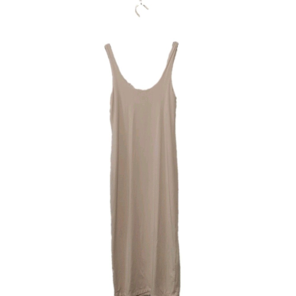 Forever 21 Bodycon Midi Tank Dress Size M Champagne Beige Scoop Round Neck 450 - Picture 2 of 8